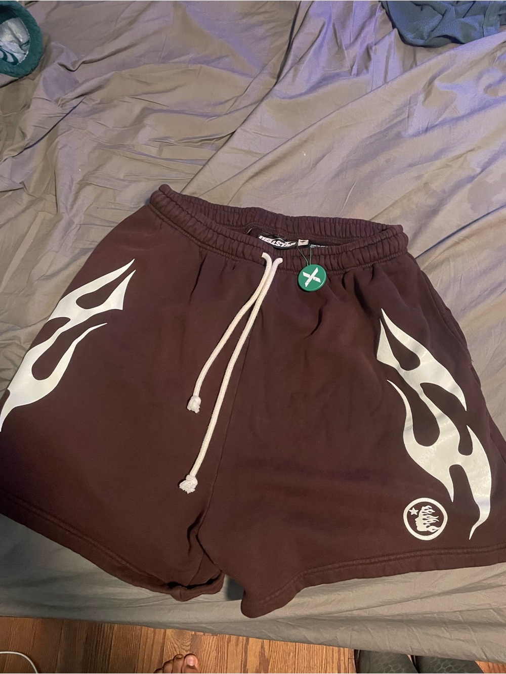Men's Brown Flame Graphic Drawstring Shorts